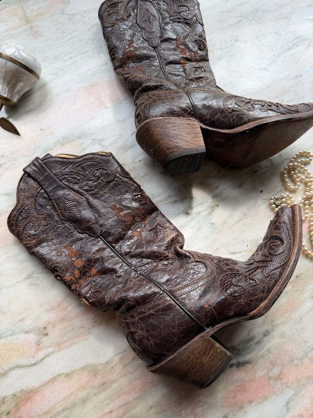 Corral Boots C2109 Brown Distressed Leather Western Cowboy Boots - Picture 5 of 7